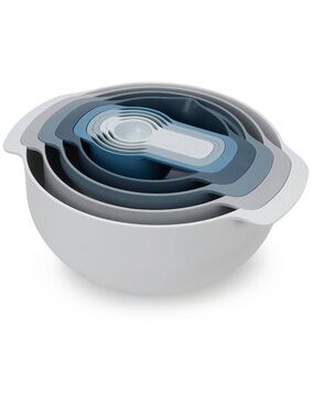 Joseph Nest 9 Plus Compact Mixing Bowl Set in Blue and Gray
